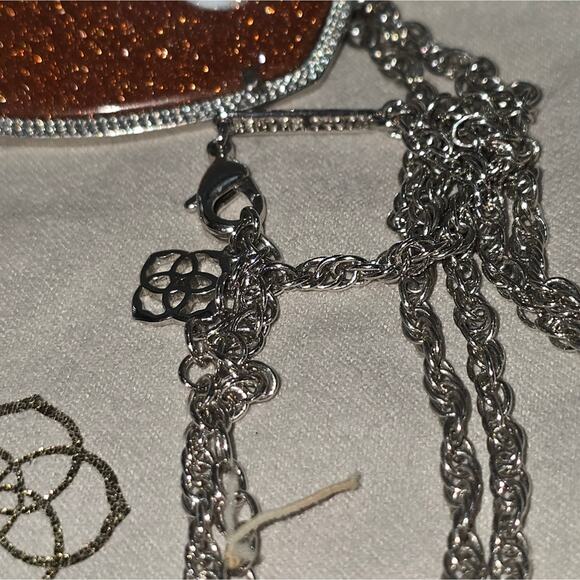 Kendra Scott Rayne Silver And Brown Sparkle Elegant Brown Pendant Necklace‎ - Picture 6 of 8